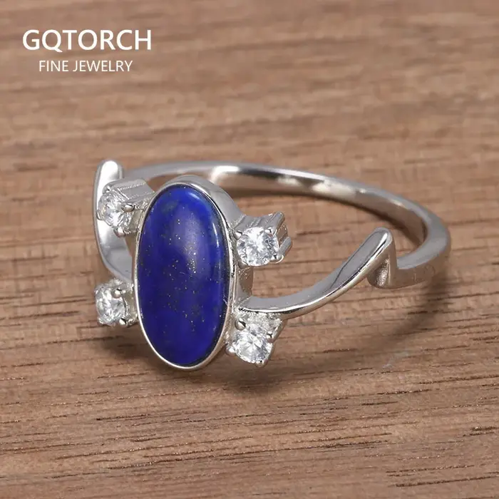 Bagues Elena en argent Sterling 925 pur pour femmes, pierre Lapis naturelle, journal intime de Vampi