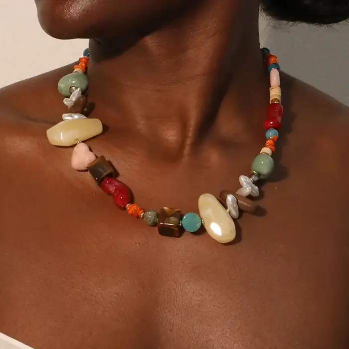 Collier de perles bohème pour femmes, bijoux tendance pour fête de mariage, mode géométrique irrégul