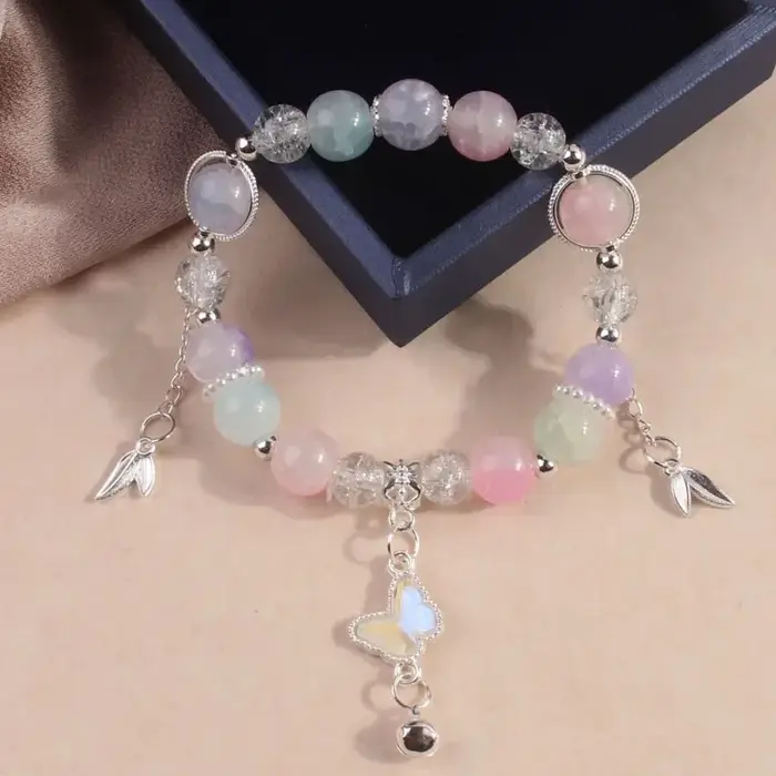 Bracelet en verre arc-en-ciel à sept couleurs pour femme