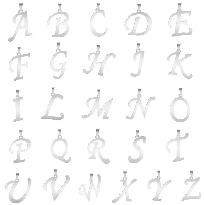 Collier avec 26 lettres initiales en acier inoxydable pour femmes et hommes
