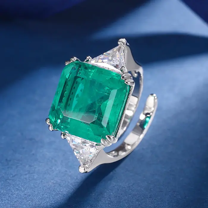 Bagues Rétro en Tourmaline pour Femme, 14x14mm, Émeraude, Paraiba, Diamant de Laboratoire, Pierre Pr