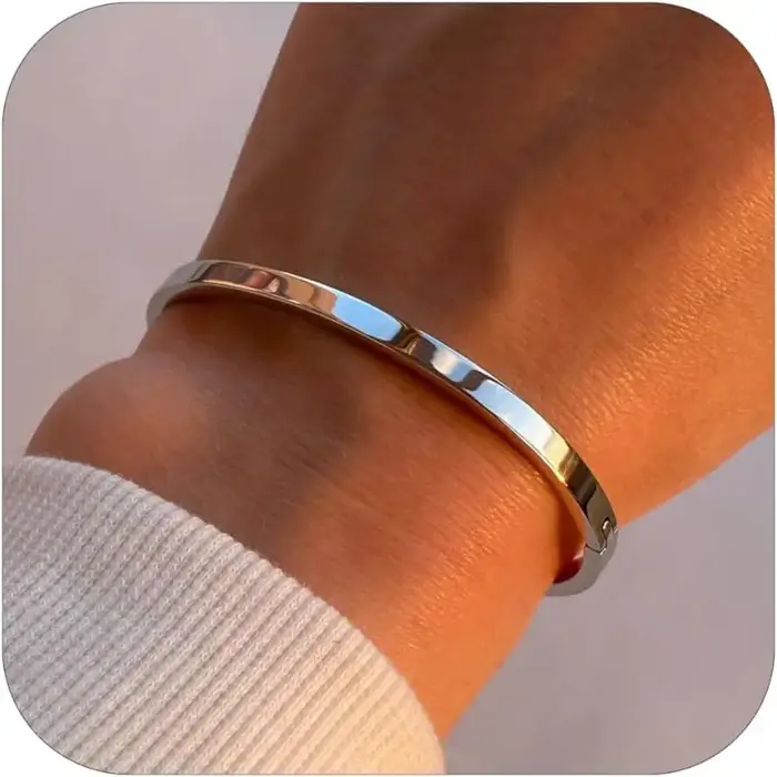 Bracelet ovale plaqué or 18 carats pour femmes, bijoux tendance, amour, empilables, cadeaux d'amitié