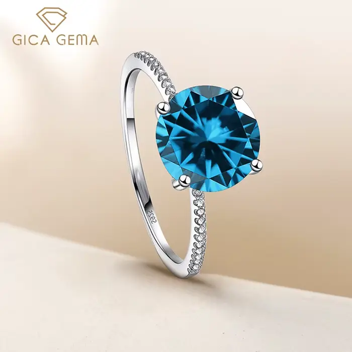 Bague en Argent Sterling 925 Sertie de Topaze et Zirconium Blanc Mode Femmes Cadeau Occasions Spéciales Mariage Fiançailles