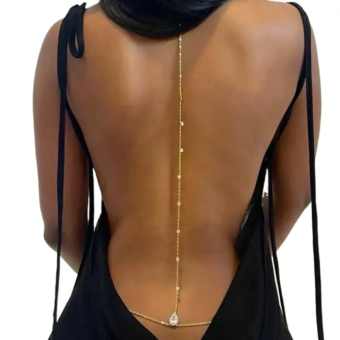 Mariée dos nu strass goutte d'eau corps chaîne ventre taille collier pour femmes maman petite amie été plage