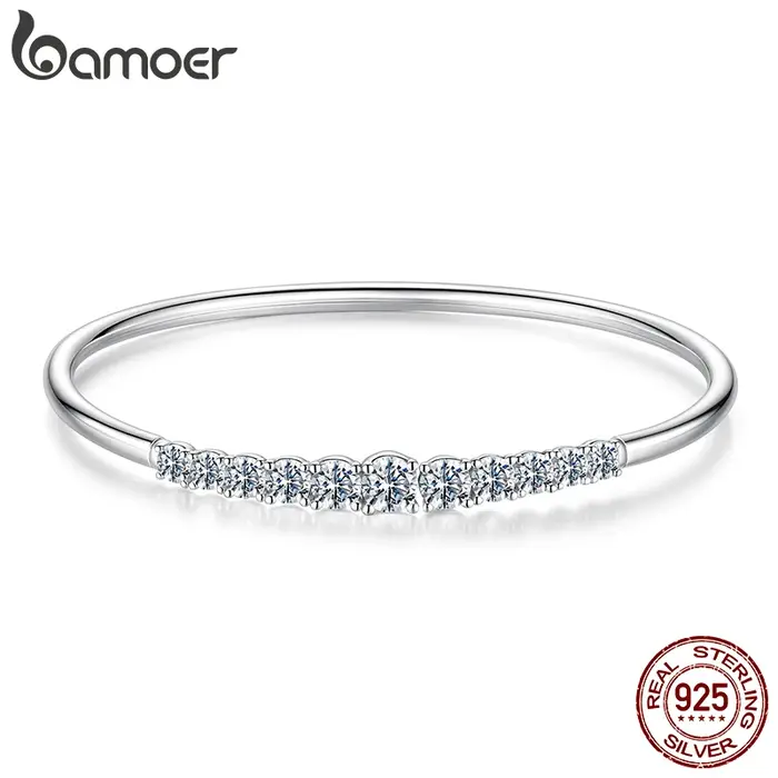 BAMOER 3.6CTTW Moissanite barre Bracelet réglable poignet manchette