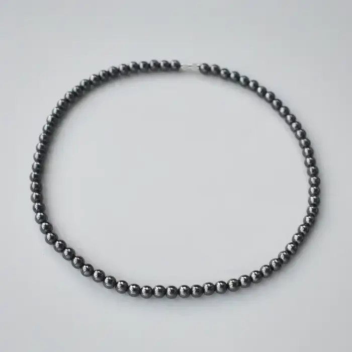 Collier de perles rondes magnétiques en pierre d'hématite pour hommes et femmes, 6mm, thérapie de gu