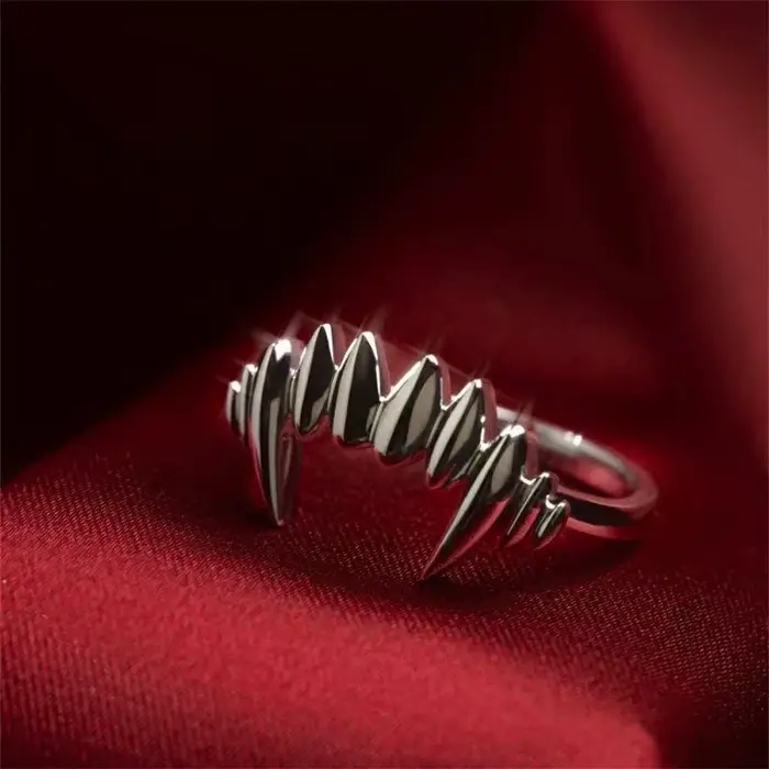 Offre spéciale tendance Punk noir bouche vivante anneau articulé vanguard foncé cadeau de fête gothique Vintage bague femmes bijoux cadeau