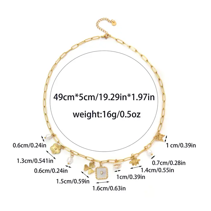 Collier de perles exquis pour femmes, abeille dorée, pendentif fleur en nacre, papillon, à la mode, 