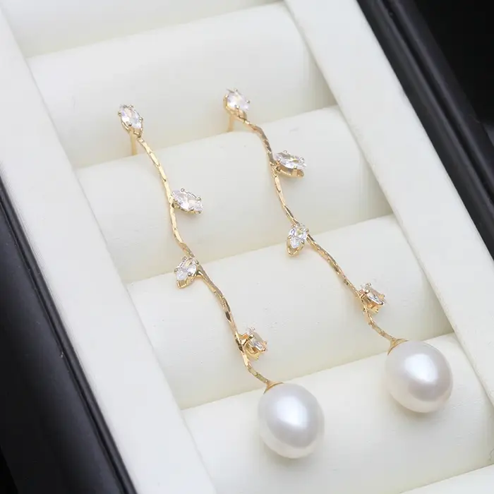 Boucles d'oreilles originales en perles d'eau douce cultivées pour femmes, plaquées or, cadeau pour 