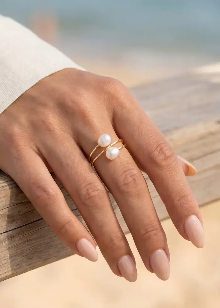 Bague en perle d'eau douce naturelle pour femmes