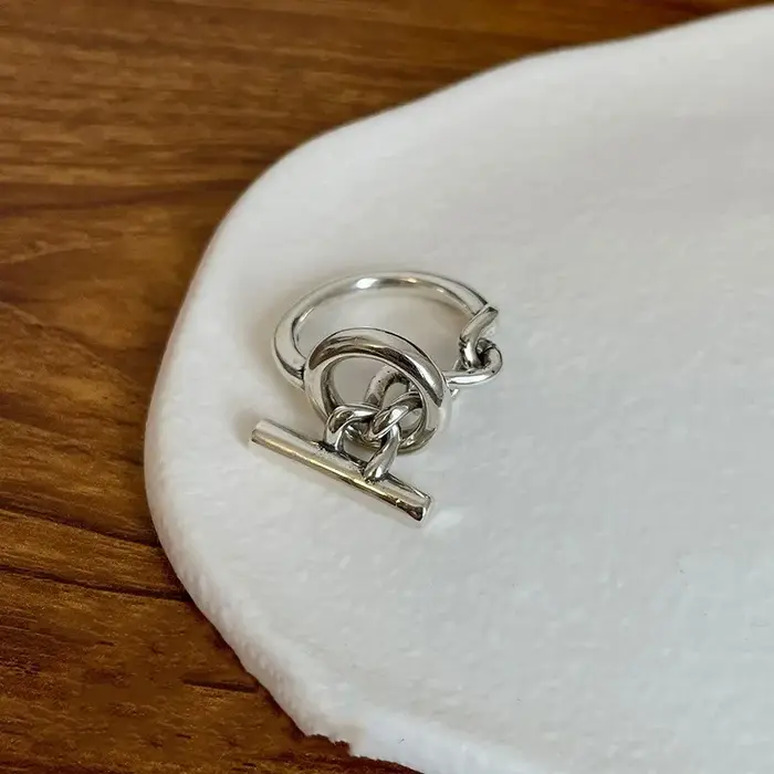 Bague ronde en argent Sterling 925 ajustable pour femmes et hommes occasions spéciales soirée cocktail partie festive