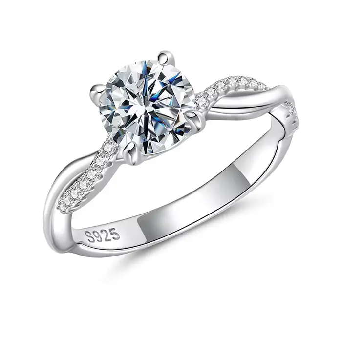 Bamoer U – bague Moissanite 1CT en argent Sterling 925, Design incurvé Unique, bagues certifiées pou