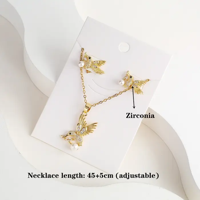 6 couleurs nouvelle mode diamants colibri pendentif collier boucle d'oreille ensemble breloques dames Animal oiseau accessoires fête cadeau d'anniversaire