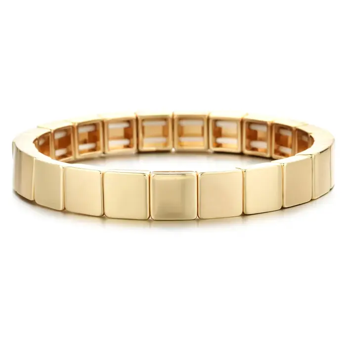Nouveau néon arc-en-ciel Bracelet élastique émail carrelage Bracelets métal bohème Pulseras femmes mode