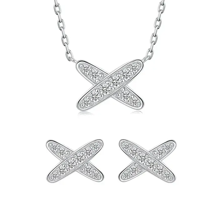Ensemble de bijoux en argent sterling 925 plaqué or et moissanite pour femmes occasions spéciales romantiques et mignonnes