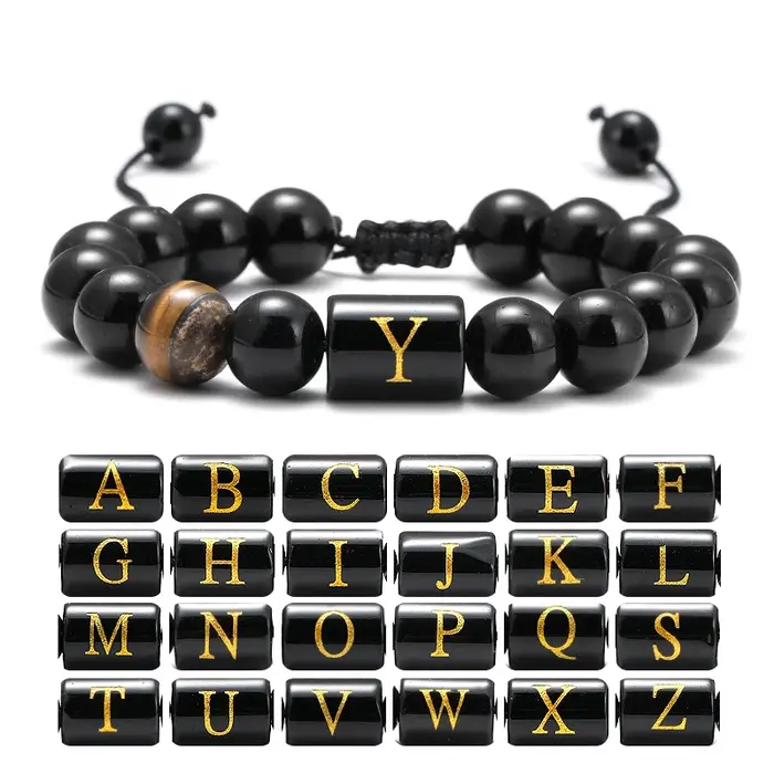 Bracelets avec initiales de 10mm pour hommes et femmes