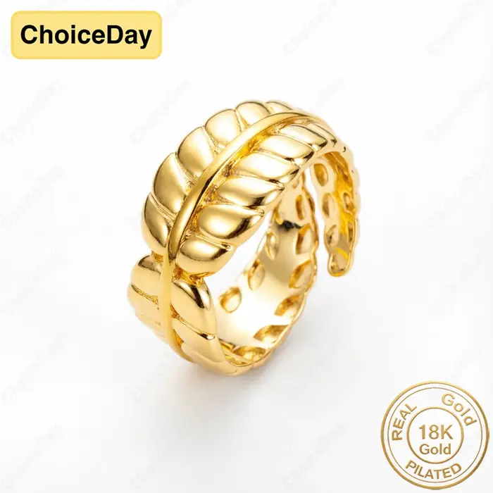 Bague ouverte délicate en forme de plume plaquée or 18 carats pour femmes, bijoux élégants pour mari