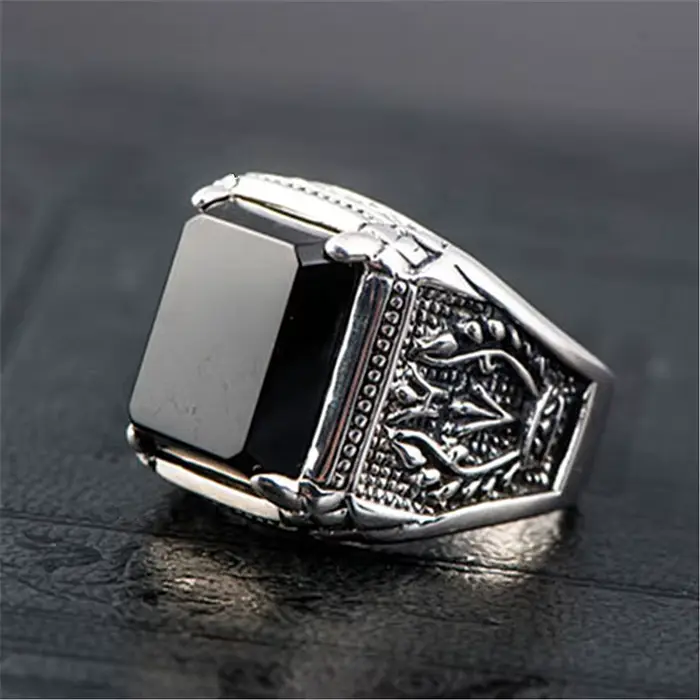 Bague en argent 925 sertie d'agate pour hommes et femmes occasion engagement romantique vintage