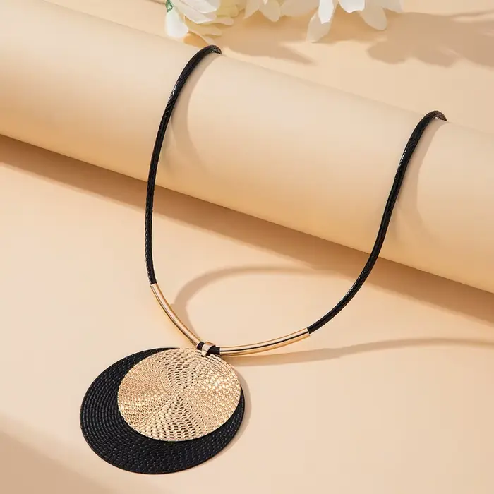 Grand collier pendentif rond Vintage pour femmes