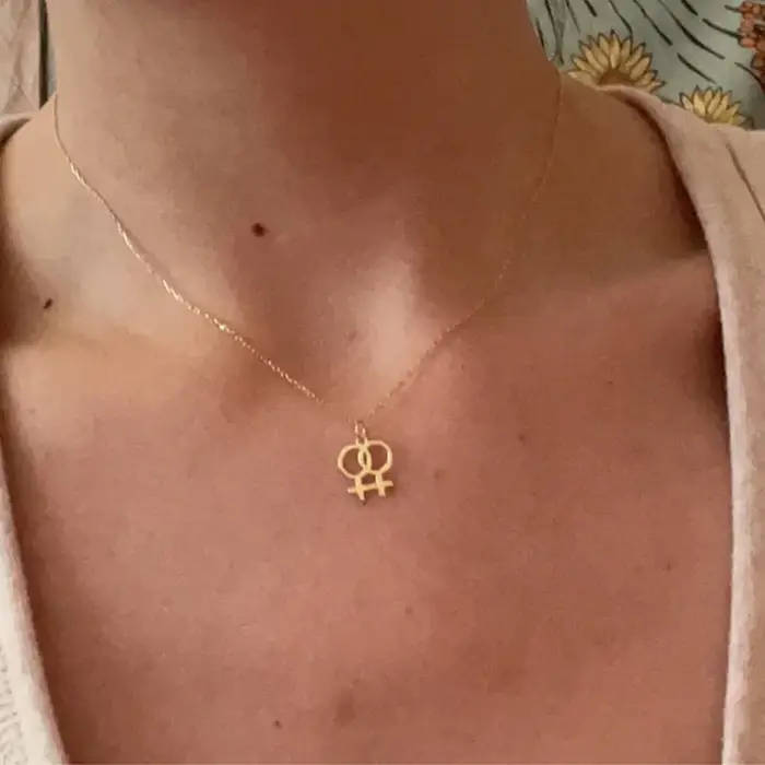 Collier Double Venus Symbol acier inoxydable pendentif LGBT fierté lesbienne bijou femme occasions spéciales