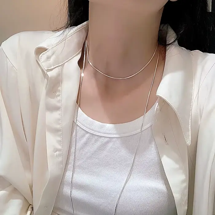 Collier en argent Sterling 925 avec pendentif zirconium blanc pour femmes, nouveau design classique, cadeau idéal pour les occasions spéciales