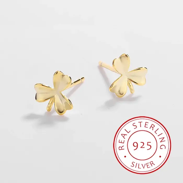 Boucles d'oreilles conviviale rées Everver pour femme, argent S925 authentique, or 14 carats, élégan