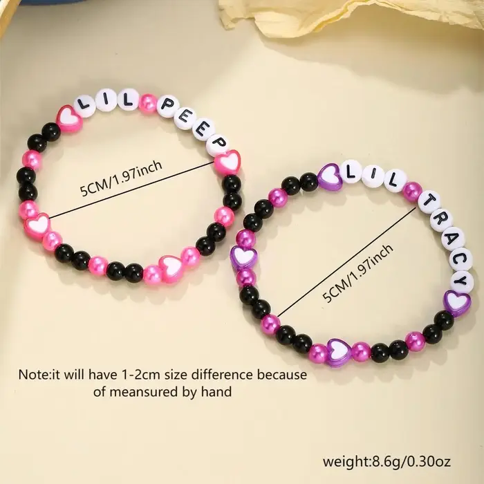 Bracelets de perles élastiques en forme de lettres pour couple, 2 pièces, cadeau Bff ChimJewelry