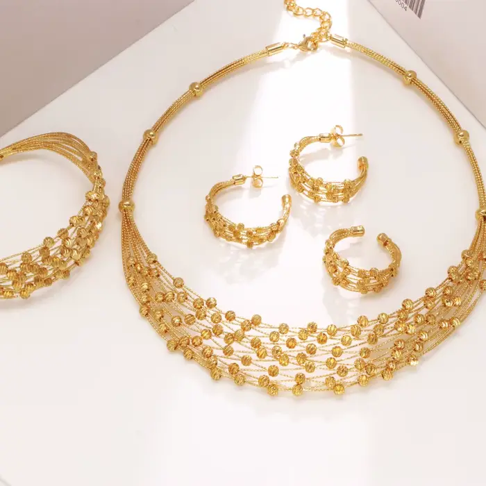 GZJPEI – ensemble de bijoux faits à la main pour femmes, ensemble de perles multicouches plaquées or 18 carats, accessoires de bijoux d'anniversaire et de mariage de haute qualité
