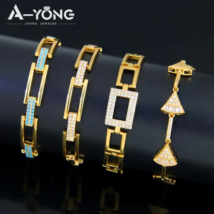 Bracelet de Cocktail en zircone plaqué or 21 carats