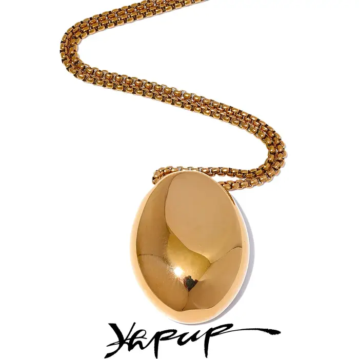 Yhpup 70 cm minimaliste longue unisexe pull chaîne bijoux en acier inoxydable 316l ovale pendentif collier pour hommes femmes étanche