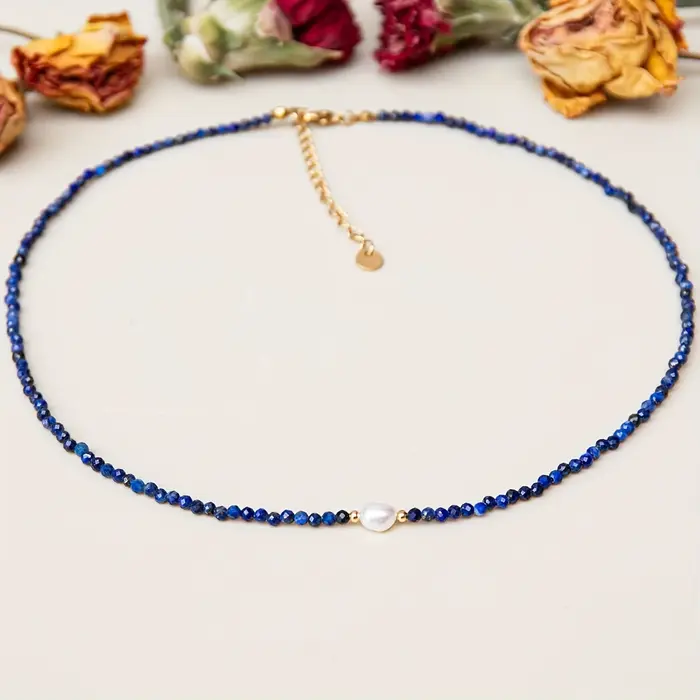 1 pièces la pierre naturelle lapis lazuli à facettes de 3mm + collier pendentif en perles le plus ve