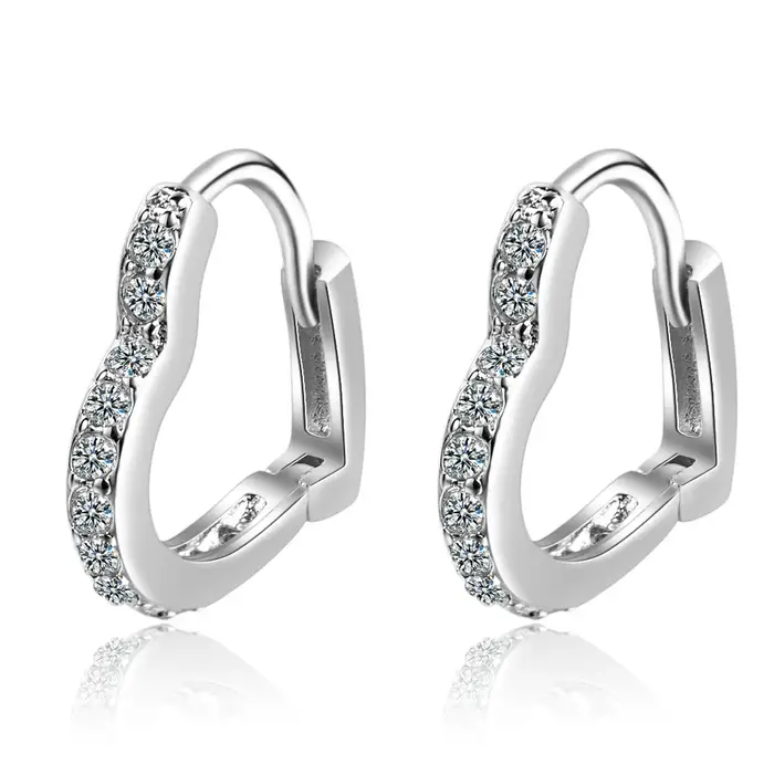 Boucles d'oreilles en argent Sterling 925 en forme de cœur