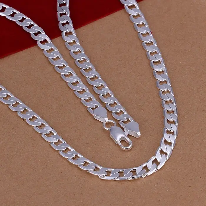 Collier fin en argent massif pour hommes et femmes, 6MM, exquis, Noble, luxe, magnifique charme, cha