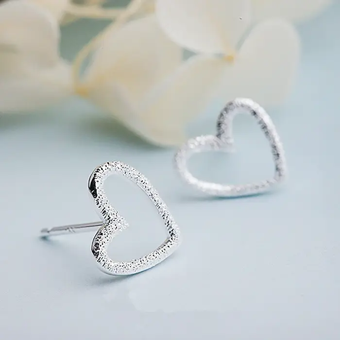 Femme coeur boucle d'oreille 100% 925 boucles d'oreilles en argent Sterling pour les femmes cadeau e