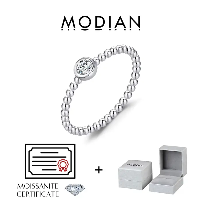 MODIAN – bague Moissanite en argent Sterling 925, perles, bagues empilables à la mode pour femmes, b