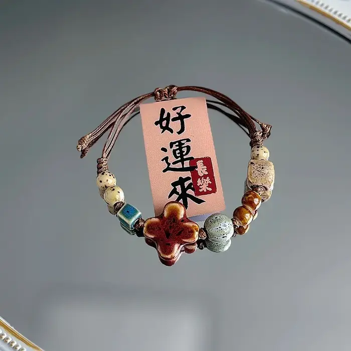 Bracelet en céramique tissé à la main, nouveau Style chinois, inspiré de la forêt artistique, cadeau