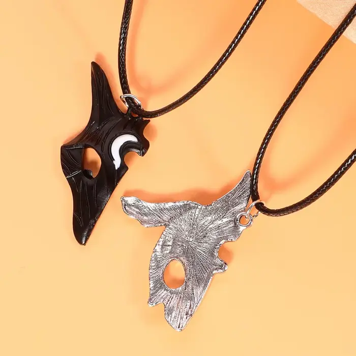 Collier Antique plaqué argent, 2 pièces, Style Vintage, pendentif périphérique de la ligue des légendes, mouton et loup, bijoux