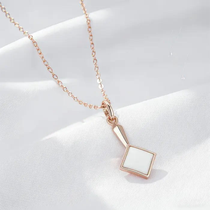 Wbmqda – pendentif et collier en émail blanc pour femmes