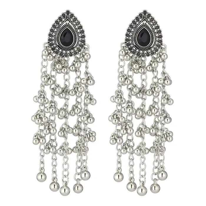 Boucles d'oreilles longues ethniques vintage pour femmes, luxe, zircon rouge, perles en forme de gou
