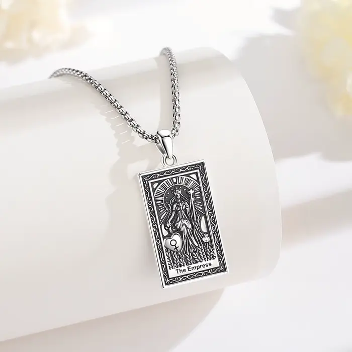 Collier de cartes de tarot en cuivre amulette de l'impératrice pendentif de divination vintage arcane majeur bijoux spirituels cadeau unisexe occasions spéciales