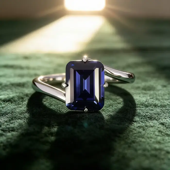 Wong Rain – bague Vintage en argent Sterling 100% 925, saphir de laboratoire à coupe émeraude, diama