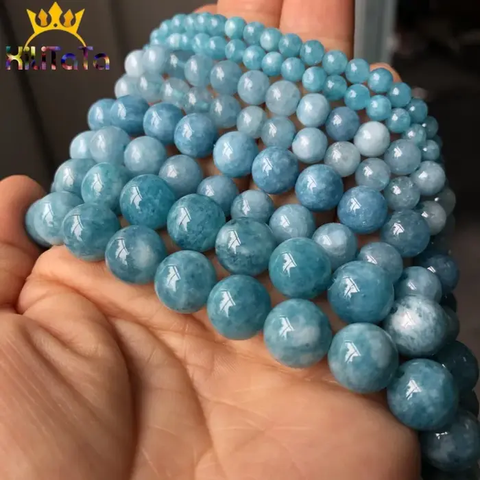 Perles de jade et de calcédoine bleu foncé en pierre naturelle pour la création de bijoux DIY et bracelets à breloques occasions spéciales femmes