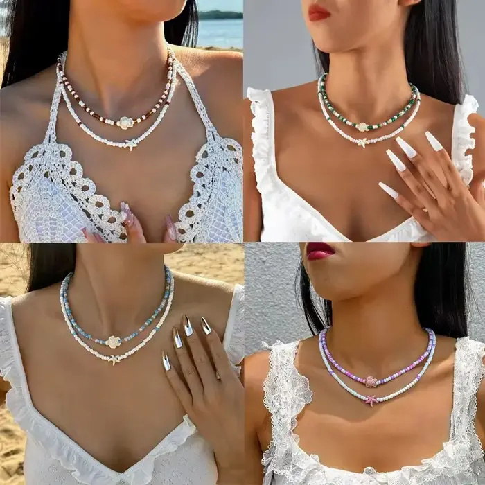 Collier Tocona Bohème Femme Perles Colorées Tour de Cou Tortue Étoile de Mer Accessoires JOBeach Été