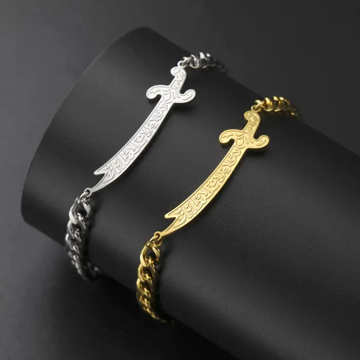 Amaxer Imam Ali Zulfiqar Bracelet épée pour femmes hommes bijoux en acier inoxydable amulette islamique cadeau en gros