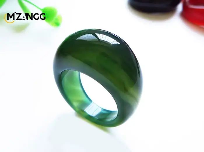 Bague en Agate naturelle et calcédoine pour hommes et femmes, ornements en Agate, pendentif en Jade 