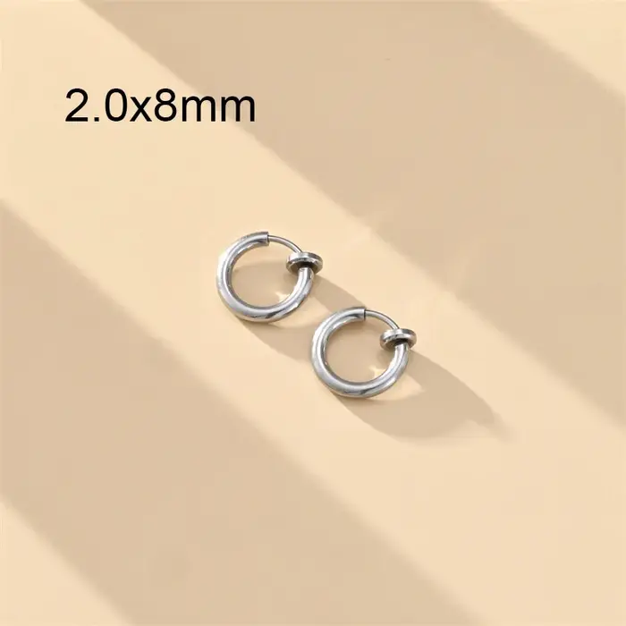 1 paire de boucles d'oreilles à clip sans douleur pour hommes/femmes, en acier inoxydable, non percé