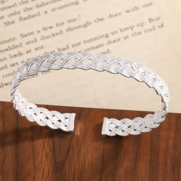 PANJBJ – bracelet tissé en argent Sterling 925 pour femmes, ajouré rétro Punk Ins, mode tendance, bi