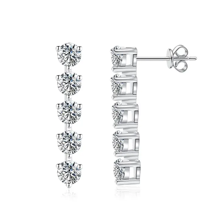 NeeTim 3mm pleine Moissanite boucle d'oreille pour les femmes de mariage bijoux fins 925 argent Ster