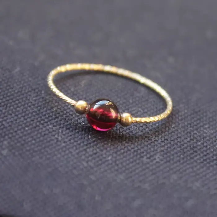 Bague en or 14K avec grenat naturel, bijou minimaliste fait à la main, style Boho