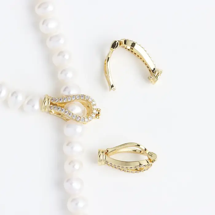 1 pièce cuivre plaqué or Zircon en forme de Y pull chaîne pince perle collier Bracelet pince bijoux 